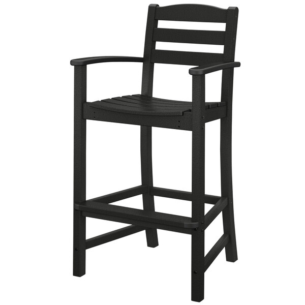 POLYWOOD TD202BL La Casa Cafe Black Bar Height Arm Chair