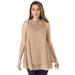 Plus Size Women's Lace Yoke Top by Roaman's in New Khaki (Size 14 W)