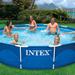 Intex 12' Pool Cover w/12 x 2.5 Ft Metal Frame Pool w/Intex Filters (6 Pack) Plastic in Blue, Size 30.0 H x 144.0 W x 144.0 D in | Wayfair