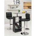 Latitude Run® Set Of 2 Leatherette Adjustable Bar Stools In Upholstered/Leather/Metal/Faux leather in Black | 17 W x 20 D in | Wayfair