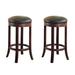 Red Barrel Studio® Set Of 2 Wooden Bar Stools In Walnut Wood/Upholstered/Leather in Black/Brown | 29 H x 19 W x 19 D in | Wayfair