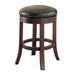 Red Barrel Studio® Set Of 2 Wooden Bar Stools In Walnut Wood/Upholstered/Leather in Black/Brown | Counter Stool (24" Seat Height) | Wayfair
