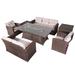 Winston Porter Cambry Wicker/Rattan 7 - Person Seating Group w/ Cushions Synthetic Wicker/All - Weather Wicker/Wicker/Rattan in Brown | Outdoor Furniture | Wayfair