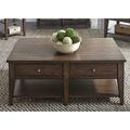 The Twillery Co.® Laron Solid Wood 4 Legs Coffee Table w/ Storage Wood in Brown | 19 H x 48 W x 27 D in | Wayfair 51D1EA98FBC049369522CA4B0D22AA16