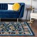 Gray 24 x 0.33 in Area Rug - Lark Manor™ Arenas Floral Blue/Yellow/Orange Area Rug Polypropylene | 24 W x 0.33 D in | Wayfair