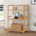 MoNiBloom Multilayer Bamboo Wood Open Bookcase Bookshelf Étagère Wood in Brown | 32.3 H x 20.5 W x 14.6 D in | Wayfair A01A4A004A1