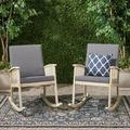 Sand & Stable™ Outdoor Texel Rocking Solid Wood Chair w/ Cushions in Gray | 37.25 H x 24.75 W x 38.25 D in | Wayfair