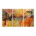 Red Barrel Studio® On the Edge Triptych' 3 Piece Painting Print Wall Plaque Set Wood in Brown/Green/Orange | 17 H x 33 W x 0.5 D in | Wayfair