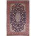 Vintage Navy Floral Sarouk Persian Area Rug Hand-knotted Wool Carpet - 7'8" x 10'10"