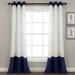 Lush Decor Faux Linen Grommet Colorblock Window Curtain Single Panel - 84" x 40"