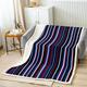 Striped Flannel Blanket,Red Blue White Stripes Fuzzy Blanket for Children Xmas Present,Geometric Shape Soft Polyester Throw Blanket for Couch, Twin Size (60 x 79 Inches)