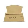 2000 x DL Manilla Plain Self Seal Brown Envelopes 110x220mm , 80gsm