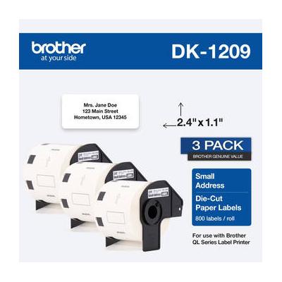 Brother DK1209 Small Address Die-Cut Paper Labels (White, 800 Labels, 1.1 x 2.4