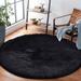 Black 70.87 x 70.87 x 2.5 in Area Rug - Everly Quinn Mamdouh Handmade Shag Faux Sheepskin Area Rug/Faux Fur | 70.87 H x 70.87 W x 2.5 D in | Wayfair