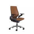 Steelcase Gesture Executive Leather Chair Upholstered in Black/Brown | 44.25 H x 22.38 W x 23.63 D in | Wayfair GESTURE-SHELLBACK-L207-DARK/DARK