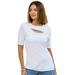 Masseys Cutout Elbow-Sleeved Top (Size 3X) White, Rayon,Spandex
