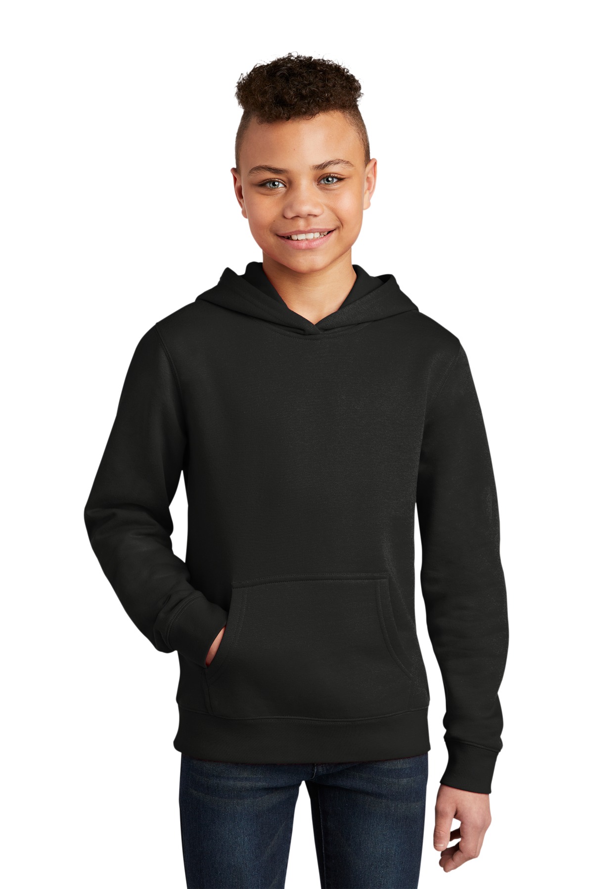 District DT6100Y Youth V.I.T. Fleece Hoodie in Black size Medium | Cotton/Polyester Blend