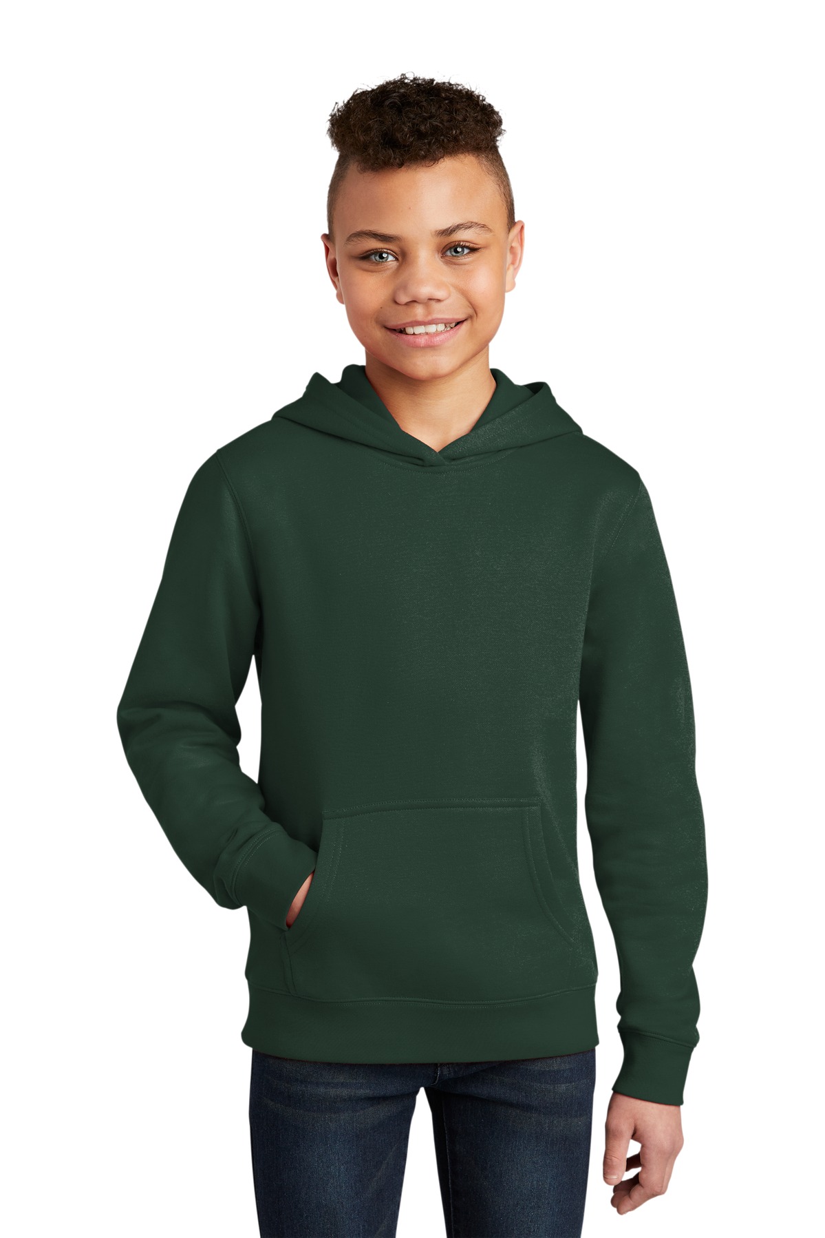 District DT6100Y Youth V.I.T. Fleece Hoodie in Forest Green size Small | Cotton/Polyester Blend