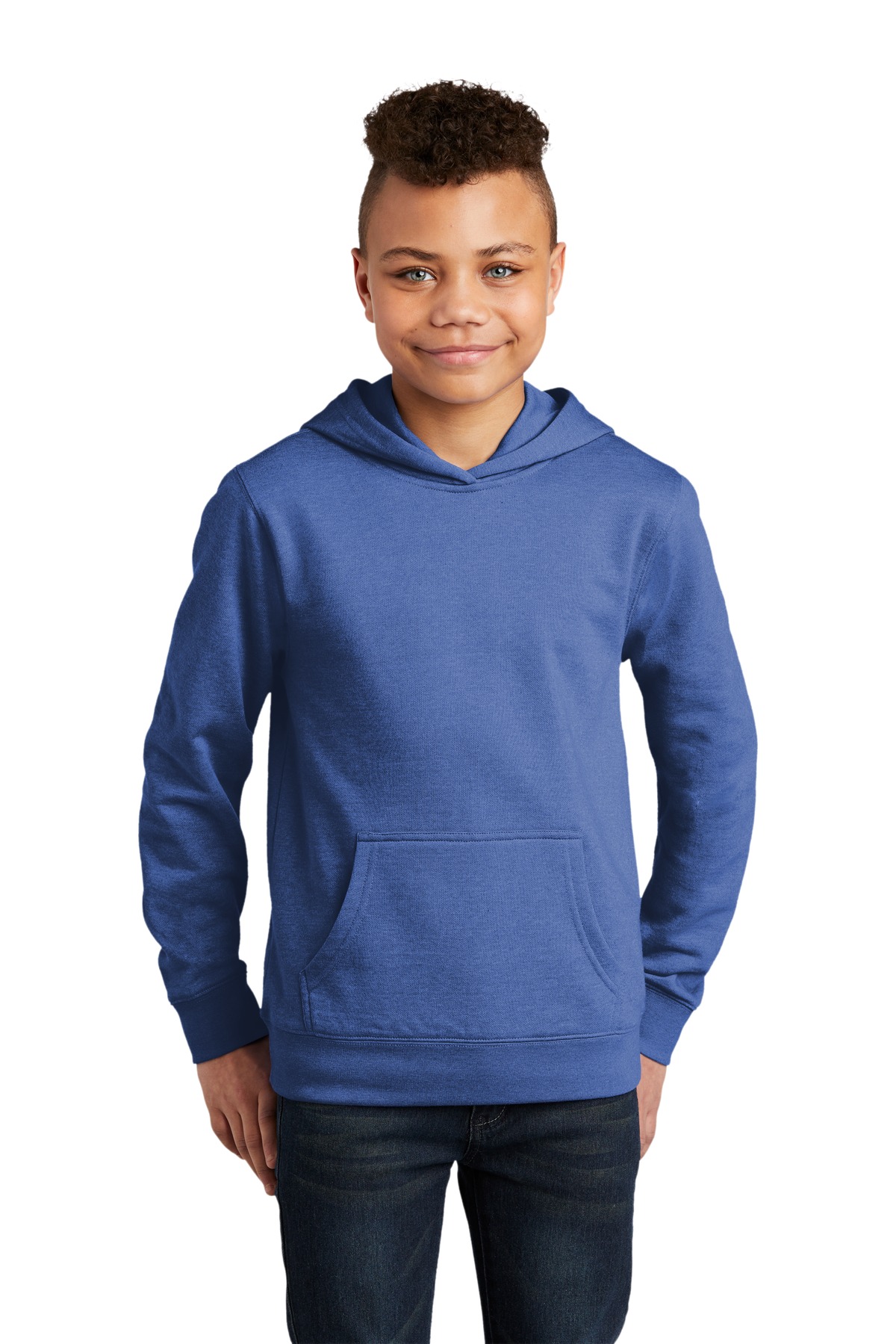 District DT6100Y Youth V.I.T. Fleece Hoodie in Royal Blue Frost size Large | Cotton/Polyester Blend