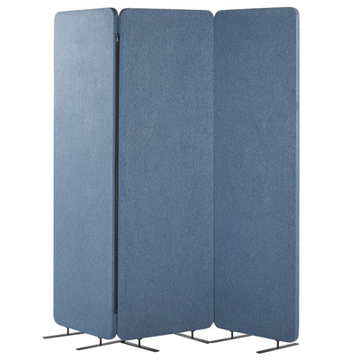 Akustik Raumteiler Blau Stoff und Stahl 184 x 184 cm 3-teilig mit Reißverschluss Modern Büro Stellwand Wohnzimmer Schlaf