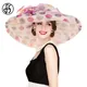 Chapeau d'Été artificiel asticité en Organza pour Femme Style Britannique Rose Noir Grand Bord