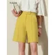 Amii-Short taille haute pour femme streetwear décontracté pantalon droit bas monochromes