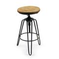 Tabouret de bar style tabouret d'usine en métal noir et bois