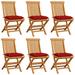 vidaXL Patio Chairs with Red Cushions 6 pcs Solid Teak Wood