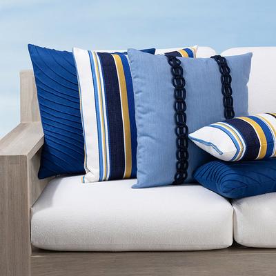 Sea Dream Indoor/Outdoor Pillow Collection by Elaine Smith - Harbor Stripe, 20" x 20" Square Harbor Stripe - Frontgate