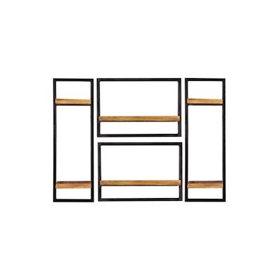 SIT Möbel Wandregal-Set | 4-teilig | Mangoholz | Serie SIDNEY | B 110 x T 25 x H 75 cm | natur