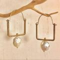 Anthropologie Jewelry | New! Natural Pearl Drop Earrings | Color: Gold/White | Size: Os