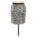 Ann Taylor Casual Pencil Skirt Knee Length: Black Animal Print Bottoms - Women's Size 8 - Print Wash