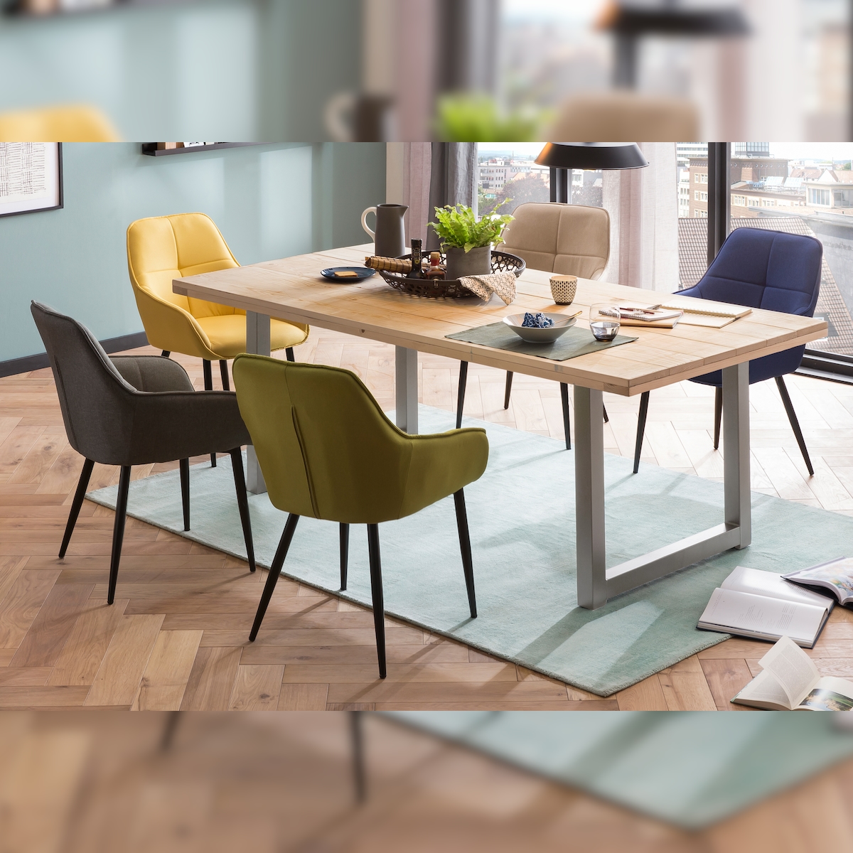 Möbilia Tisch 220x100 cm | Platte Fichte/Tanne | B 220 x T 100 x H 77 cm | natur Image