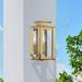 Alcott Hill® Cortana 9" H Outdoor Wall Lantern Brass/Glass/Metal in Yellow | 9 H x 4.75 W x 3.88 D in | Wayfair 4AAB6528792B4833961CF54BADD2D41A