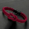 MKENDN – Bracelet en corde nouée Double couche pour hommes et femmes, en acier inoxydable noir, boucle magnétique, bijoux de Couple infini