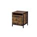 Juvanth Nightstand in Rustic Oak & Black Finish, Composite Wood, Metal, 2 Storage Drawers & 1 Open Compartment