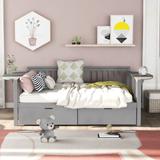 Full Size Sofa Bed With Double Size Casters, Wooden Slat Supports,Gray