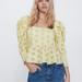 Zara Tops | Host Pick! Nwt Zara Openwork Embroidered Puff Sleeve Top | Color: Green/Red/Yellow | Size: M