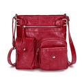 NICOLE & DORIS Multi Pockets Handbag Women Crossbody Bag Vintage Shoulder Bag Student Messenger Bag Retro Leather Bags Designer Satchel Red