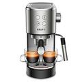 Krups Virtuoso XP442C40 Espresso and Coffee Maker with Milk Frothing Wand, 1 Litre Coffee Machine, Automatic Bean to Cup Coffee Machine, 15-Bar Pressure Pump, Barista-Style Drinks, Stainless Steel