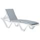 Harbour Housewares 1x White/Navy Sun Lounger & Cushion Set - Adjustable Reclining Outdoor Patio Furniture Master Range
