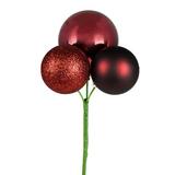 Vickerman 18" Ball Ornament Christmas Pick, 4 per Bag Plastic in Red | 6 H x 6 W x 0.75 D in | Wayfair N193065