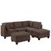 Black/Brown Sectional - Ebern Designs Gaut 90" Wide Symmetrical Modular Corner Sectional w/ Ottoman Linen | 35 H x 90 W x 84 D in | Wayfair