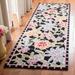 Black 30 x 0.25 in Area Rug - Lark Manor™ Hollander Floral Hand Hooked Wool Area Rug Wool | 30 W x 0.25 D in | Wayfair