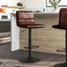 Mercury Row® Rawlinson Swivel Adjustable Height Bar Stool Upholstered/Leather/Metal/Faux leather in Brown | 16.3 W x 18 D in | Wayfair