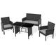 SVITA BROOKLYN XL Rattan Garten Möbel Set mit Tisch, 2x Sessel, 2er Sofa Schwarz