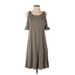 Cupio Casual Dress - A-Line: Green Print Dresses - Women's Size X-Small