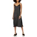 The Drop Damen Ana Silky Midi-Slip-Kleid mit V-Ausschnitt, Schwarz, 5XL Große Größen