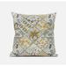 16" Gold Cream Patch Suede Zippered Throw Pillow