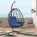 Indoor Outdoor Swing Chair Patio Hanging Basket Egg Chair with Stand